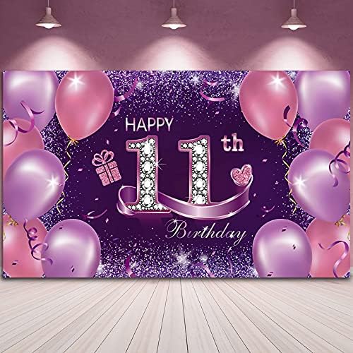 Mutlu Doğum Günü Partisi Süslemeleri, büyük Kumaş Mutlu 11th Yıldönümü Doğum Günü Backdrop fotoğraf kabini Arka Plan