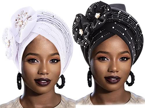 Afrika Kafa Sarar Kadınlar için Siyah Bere Kap Çiçek Türban Kadınlar için Kristal Çiçek Bükülmüş başörtüsü Önceden