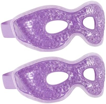 2'li Paket Soğutma Göz Maskesi - Şişlik, Baş Ağrısı, Migren, Stres Giderici, Soğuk Kompres Maskesi için Peluş Destekli