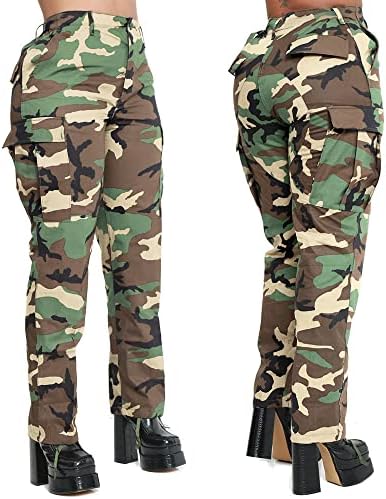 Vakkest kadın Büyük Boy kamuflajlı kargo pantolon Jogger Pantolon Egzersiz Sweatpants Kamuflaj Ordu Yorgunluk Cepler