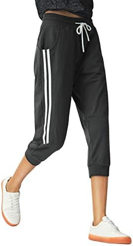 SPECİALMAGİC Capri Sweatpants Kadınlar için Rahat kapri pantolonlar Capri Joggers spor pantolon Kırpılmış Joggers