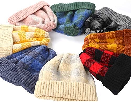 Çok Renkli Unisex Kış sıcak yumuşak streç Hımbıl ekose Bere Kayak Şapka Örme Kafatası Kapaklar Kadınlar/Erkekler için