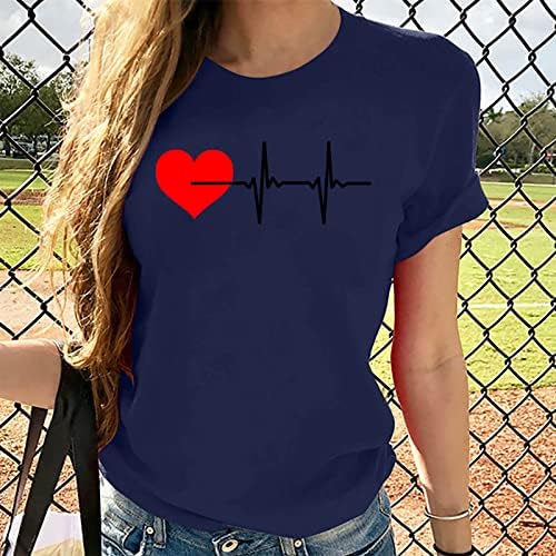 Kadın T Shirt Yaz Sonbahar Kısa Kollu 2023 Giyim Moda Pamuk Aşk Grafik Bluz Gömlek Kızlar için 40 40