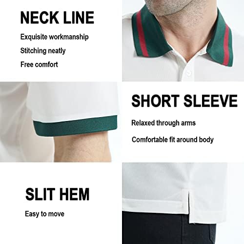 Polo gömlekler Erkekler için Çizgili Kısa Kollu Golf Tenis Gömlek iş tişörtü