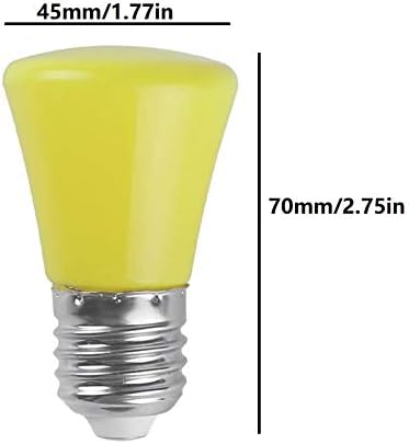 Lxcom aydınlatma sarı LED ampul 10 paket 1 W renkli ampul E26/E27 orta taban renk ampul açık renk dekoratif ışıklar