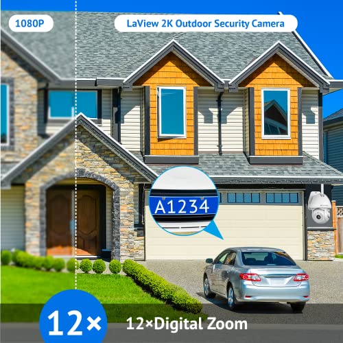 LaView 2K Güvenlik Kamerası Dış Mekan ve PT Güvenlik Kameraları 2 Paket, AI insan algılama ve Otomatik İzleme için
