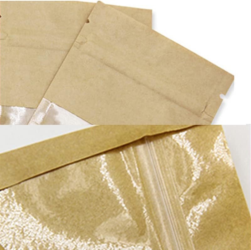 CHİC & TNK 20 Pcs Küçük Kilitli Kraft Kağıt Paketi Çanta Temizle Pencere Çerezler Bisküvi Öz-Sızdırmazlık Fermuar