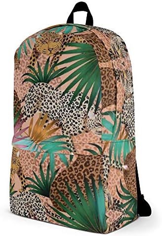 Sırt çantası kadın erkek moda seyahat okul Laptop çantası erkek kız Leopar bronz kahverengi Çiçek