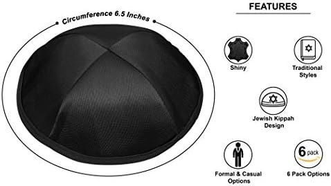 A & M Mezuzot Modern Saten Kippah Şapka Erkekler için Yarmulke Kap Yahudi Yamaka Şapka Seti 6 Kippot Erkekler için