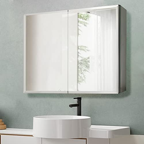 Movo Çift Kapılı Aynalı Ecza Dolabı, 30 inç X 26 inç Alüminyum Banyo Ecza Dolabı, Ayarlanabilir Cam Raflar, Su Geçirmez