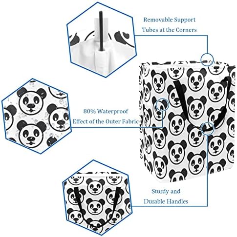 Sevimli Komik Panda Desen Baskı Katlanabilir çamaşır Sepeti, 60L Su Geçirmez çamaşır sepetleri Çamaşır Kutusu Giysi