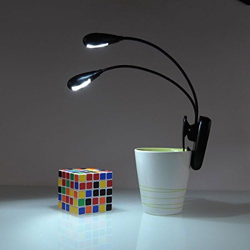 2 Çift Kol 4 LED esnek kitap müzik standı klip ışık Lambası siyah by 24/7 store