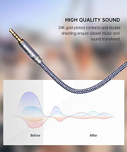 Aux Kablosu-3,5 mm Erkek-Erkek Yardımcı Ses Kablosu [Korumalı,Hi-Fi,En Son Gürültü Azaltma Teknolojisi] Aux Kablosu