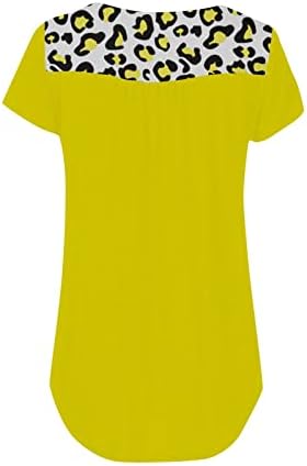 Bayan Yaz Kısa Kollu Üstleri 3 Düğme Şık Rahat V Yaka T-Shirt Degrade Baskı Sevimli Bluz Tunik İş için