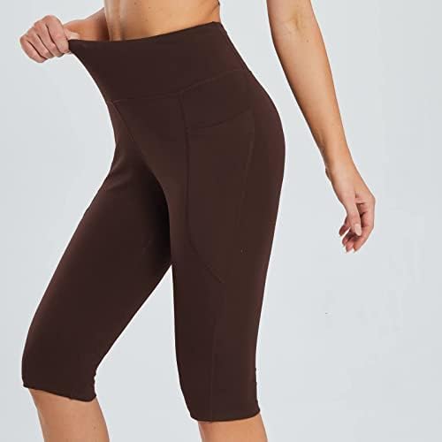 JoRasa Spandex Şort Kadın Düşük Riseknee Uzunluğu Sweatshorts Elastik Bel Ter Kısa Düz Sıska Yoga cepli pantolon