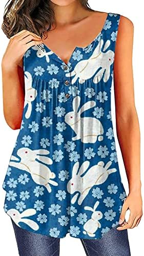 Paskalya Gömlek Kadınlar için Gizlemek Göbek Tunik Üstleri Komik Tavşan Tavşan Gnome Kısa Kollu V Boyun Düğme Aşağı
