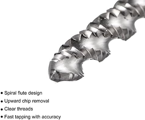 uxcell Spiral Flüt Diş Dokunun 3/16 - 24 BSW, HSS (Yüksek Hız Çeliği) kaplanmamış Makine dişli vida Dokunun 3 Flüt