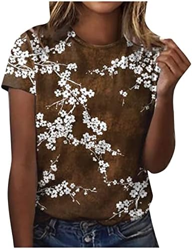 Tshirt Bayanlar Sonbahar Yaz Kısa Kollu Giyim Crewneck Tekne Boyun Pamuk Grafik Bluz T Shirt Genç Kızlar için 4R