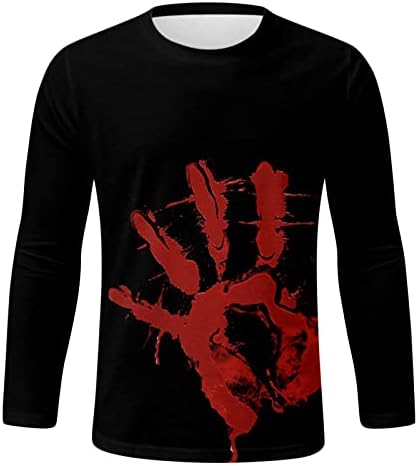 2022 Cadılar Bayramı erkek Üstleri erkek Cadılar Bayramı Kan Baskı T Shirt Tişört Uzun Kollu Yuvarlak Uzun Kollu Teknoloji