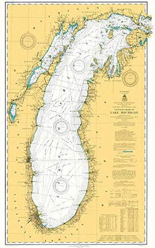 Michigan Gölü-1909-Deniz Haritası Haritası Posteri
