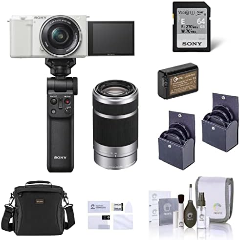 Sony ZV-E10 Aynasız Fotoğraf Makinesi 16-50mm & 55-210mm Lensli Beyaz, Vlogger Kitli Gümüş Paket, Çanta, Ekran Koruyucu,
