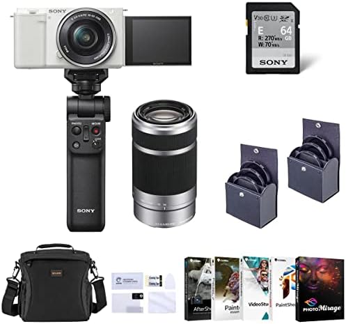 Sony ZV-E10 Aynasız Fotoğraf Makinesi 16-50mm ve 55-210mm Lensli Beyaz, Vlogger Kitli Gümüş Paket, PC Fotoğraf ve