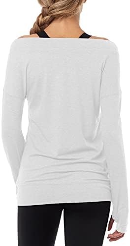 Muznıuer Uzun Kollu Egzersiz Gömlek-Off Omuz Uzun Kollu Yoga Spor Uzun T-Shirt Activewear Başparmak Deliği ile
