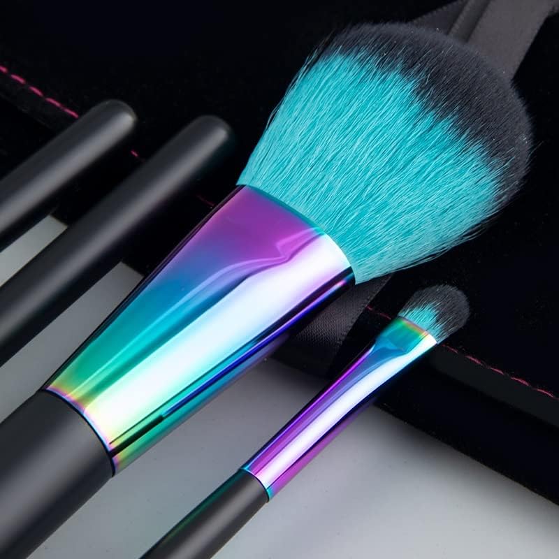 XJJZS 7 ADET Gökkuşağı profesyonel makyaj fırçaları Kozmetik Çantası ile Fırçalar Taşınabilir Seyahat Makyaj Fırçası