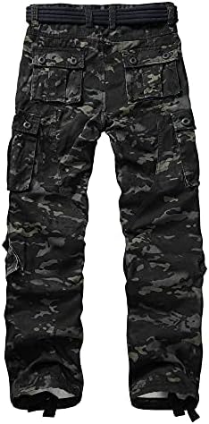 AKARMY erkek Rahat Kargo Pantolon Askeri Ordu kamuflajlı pantolon Savaş İş pantolonu 8 Cepli (Kemer)