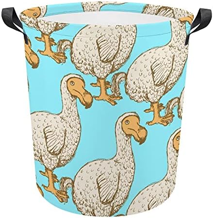 Sevimli Dodo Kuşlar çamaşır kulplu çanta Yuvarlak Sepet Su Geçirmez Depolama Sepeti Katlanabilir 16. 5x17. 3 İnç