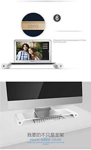 Alüminyum Alaşım Masaüstü Monitör Standı Uzay Bar Kaymaz laptop standı Yükseltici ile 4-Port USB Şarj için iMac, MacBook