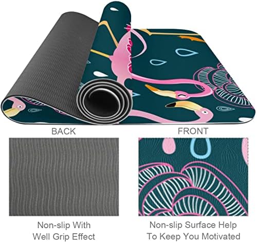 SDLKFRELİ 6mm Ekstra Kalın Yoga Mat, Flamingo Desen Baskı Çevre Dostu TPE Egzersiz Paspaslar Pilates Mat ile Yoga