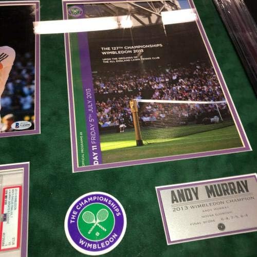 Andy Murray İmzalı 2013 Wimbledon Çerçeveli Bilet Programı ve Fotoğraf Parçası 25x22 Psa - İmzalı Tenis Dergileri