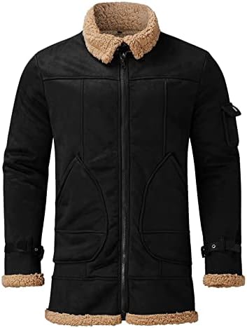 Erkek Kışlık Mont, erkek Düz Renk Buzlu Polar Kompozit Ceket Uzun Kollu Fermuar Yaka Kalın Ceket, ceketler Erkekler