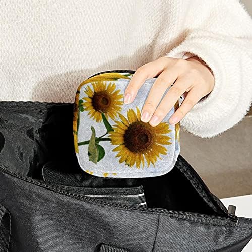 Sıhhi Peçete saklama çantası, Makyaj Çantası, Tampon Çanta, Ped Kılıfı, Adet Fincan Çanta, Sarı Ayçiçeği Çiçek Bitki