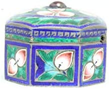 Rajasthan Taşlar El Yapımı Biblo Kutusu Emaye Işi Renk Emaye Meena Çalışma 925 Ayar Gümüş - 5