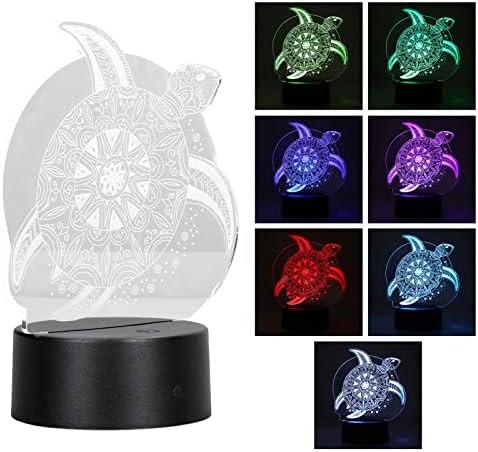 Fafeicy Deniz kaplumbağası 3D masa lambası, 3D Illusion Lamba, led ışık Optik Illusion Lamba ile 7 renk Değiştirme