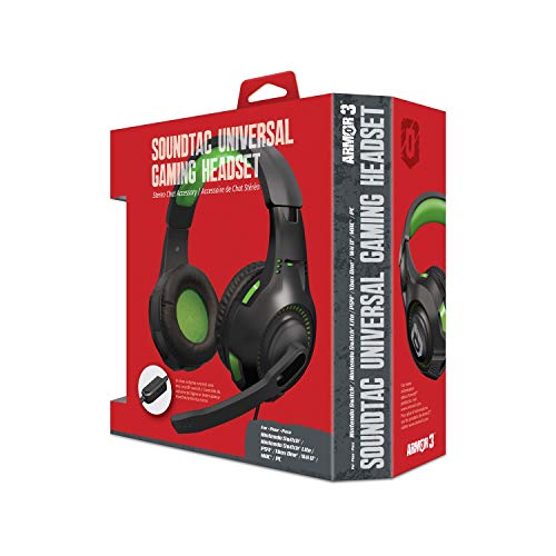 Armor3 Soundtac Evrensel oyun kulaklığı (Yeşil) Xbox Serisi X / Xbox Serisi S / Nintendo Anahtarı / Lite / PS4 / PS5