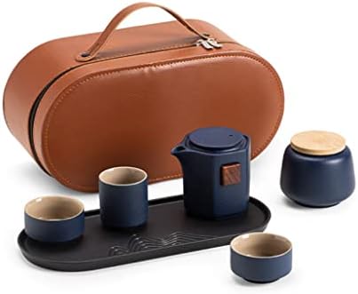 CXDTBH Seyahat çay seti Tam Set Pot Üç Fincan Seramik çay tepsisi ile High-end Hediye Taşınabilir Set çay seti (Renk: