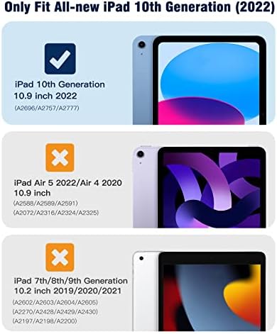 TiMOVO iPad Kılıfı 10. Nesil 2022, Kalemlikli iPad 10 Kılıf, iPad 10.9 inç için Hibrit İnce Üç Katlı Stand Koruyucu