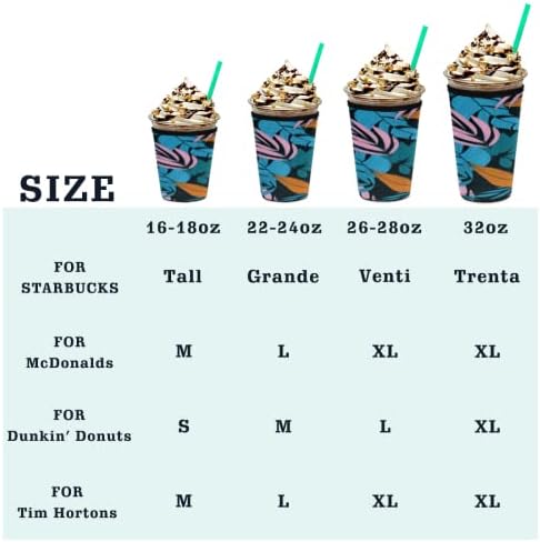 4 Paket Kullanımlık Buzlu Kahve Kollu - Soğuk içecekler için İzolatör Kılıfı, Starbucks Kahve için Neopren Bardak