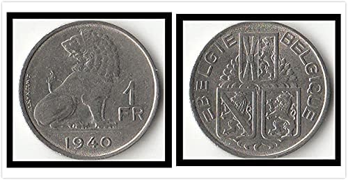 Avrupa Belçika 1 Frangı Sikke 1939-1940 Baskı Yabancı Paralar KM120 Hollandalı Baskı