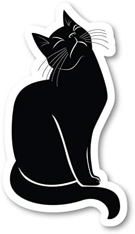 Siyah Kedi Oturan Etiket Kediler Çıkartmalar-Dizüstü Çıkartmalar-4 Vinil Çıkartması-Dizüstü Bilgisayar, telefon, Tablet