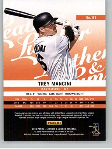 2019 Deri ve Kereste PERAKENDE 51 Trey Mancini Baltimore Orioles Yarasa Resmi MLBPA Lisanslı Panini Beyzbol Kartı