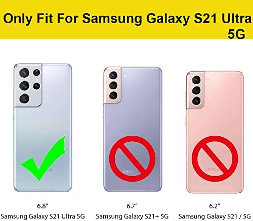 BONHULLE Cüzdan Kılıf Samsung Galaxy S21 Ultra 5G (6.8 inç), 3 Kart Yuvalı Lüks Kapitone PU Deri Kapak, Kickstand,