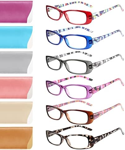Gaoye 6 Paket okuma gözlüğü Kadınlar için, Mavi ışık Okuyucular Kadınlar Erkekler için, Anti Göz Yorgunluğu Bilgisayar