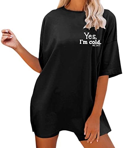 Artı Boyutu Giyim Kadınlar için, Komik Mektup Baskılı O-Boyun Kısa Kollu Temel T-Shirt Kadın Vintage Tişörtleri