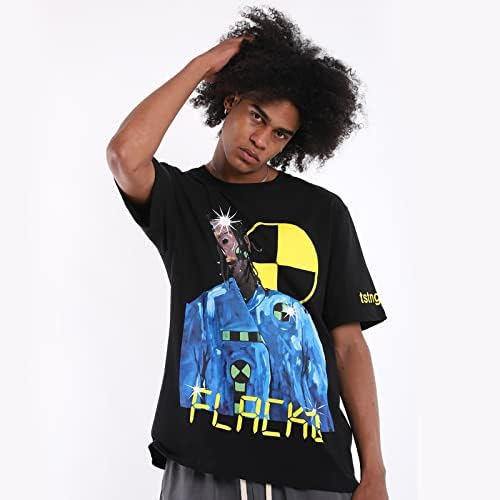 astro monical Erkek Grafik T Shirt Boy Hip Hop Rapçi Rahat Crewneck Pamuk Kısa Kollu