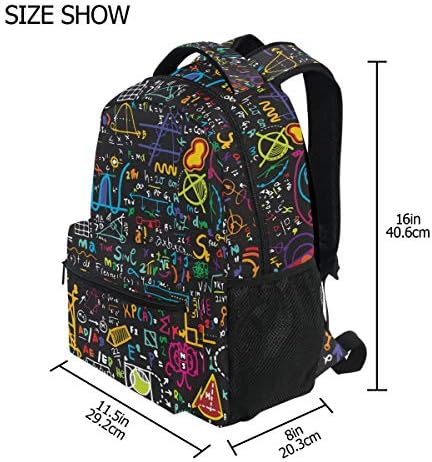 ALAZA Renkli Matematik Bilimi Geometrik Büyük Sırt Çantası Kişiselleştirilmiş Dizüstü iPad Tablet Seyahat okul çantası