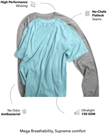 Yünlü Giyim erkek Merinos Yünü Uzun Kollu Ekip Boyun Gömlek-Ultralight-Esneklik Nefes Anti-Koku